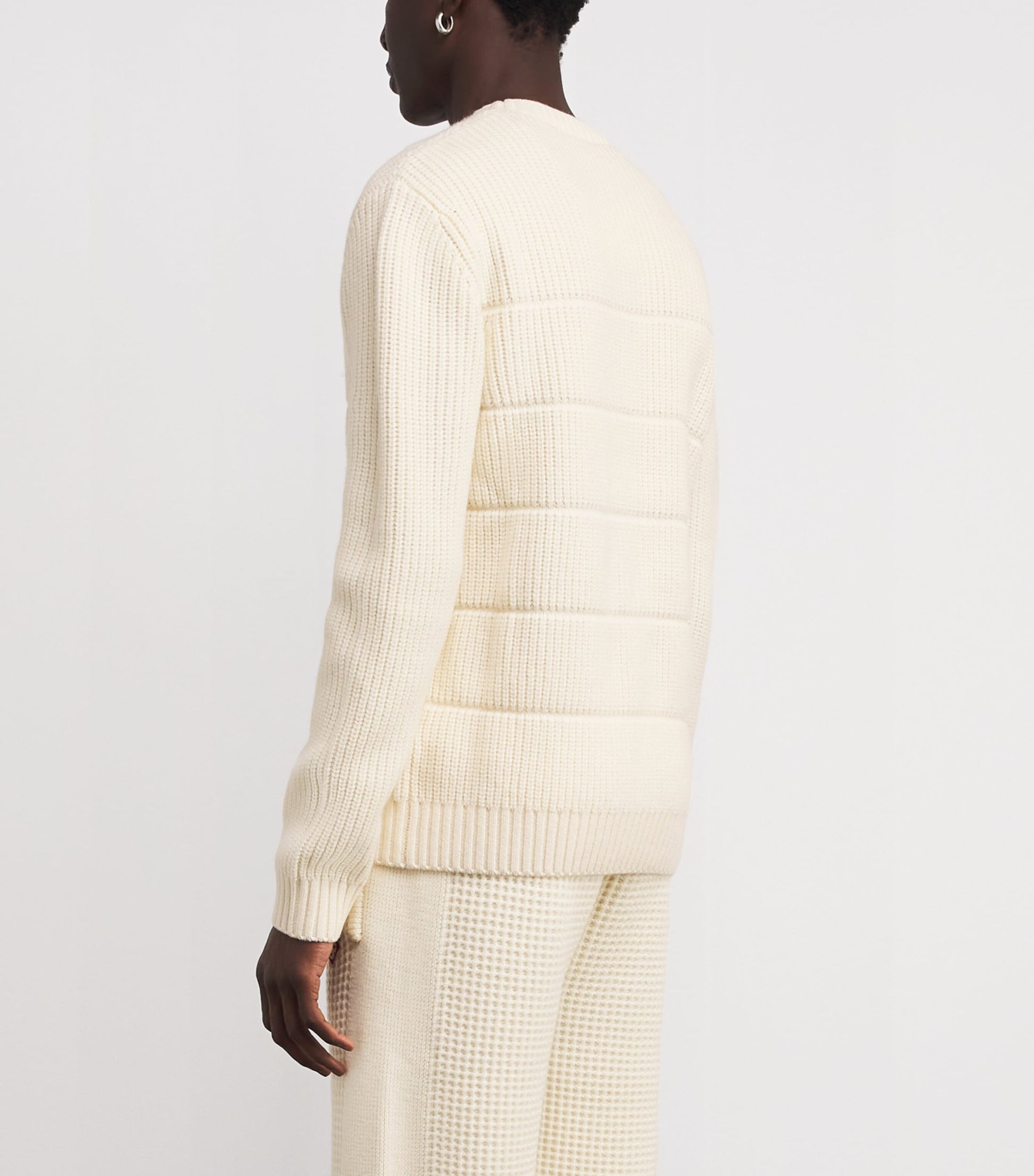 Casablanca White Merino Wool Padded Sweater