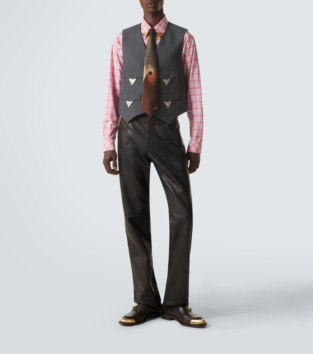 Versace - Leather straight pants