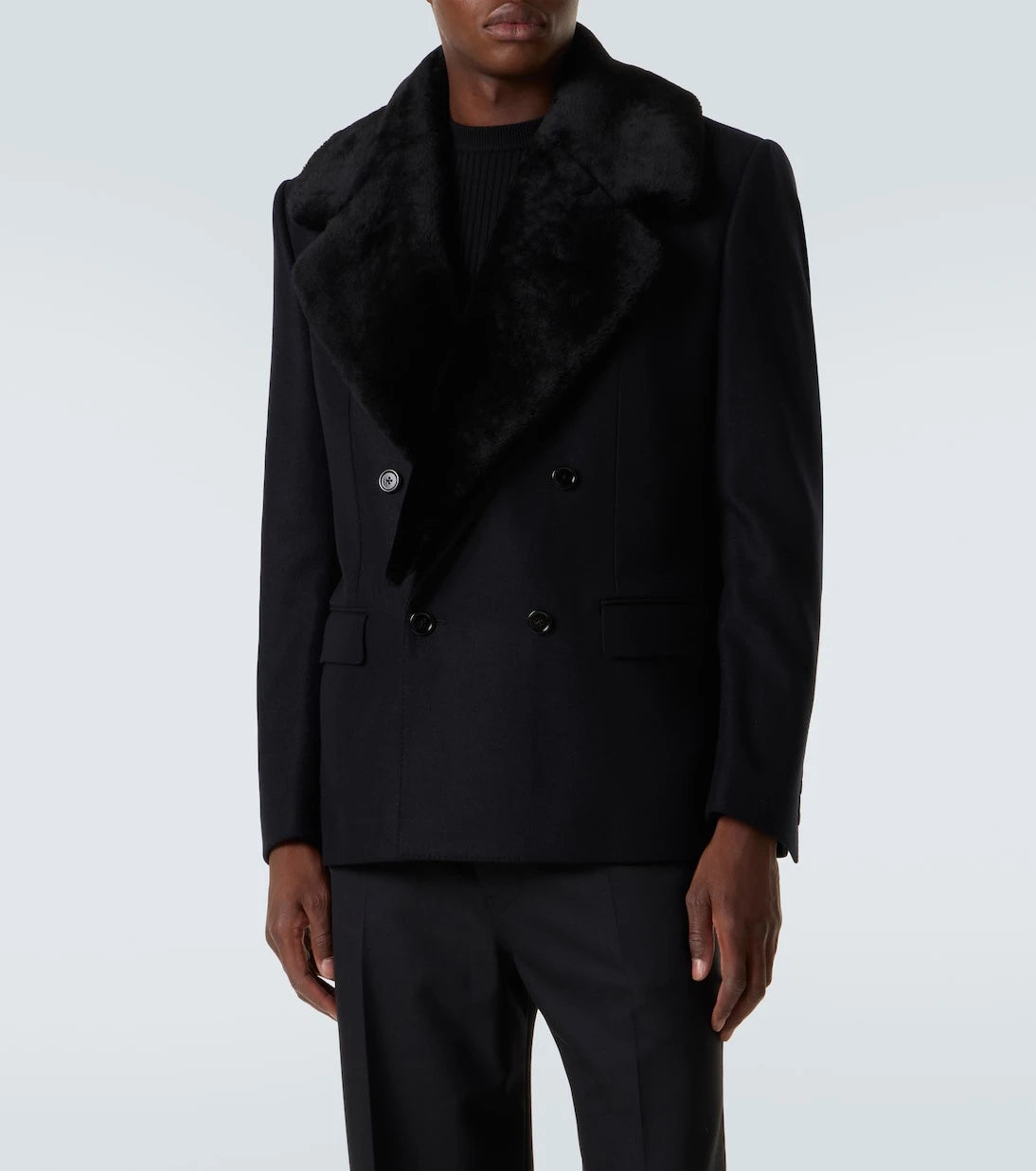 Dolce&Gabbana - Shearling-trimmed virgin wool blazer