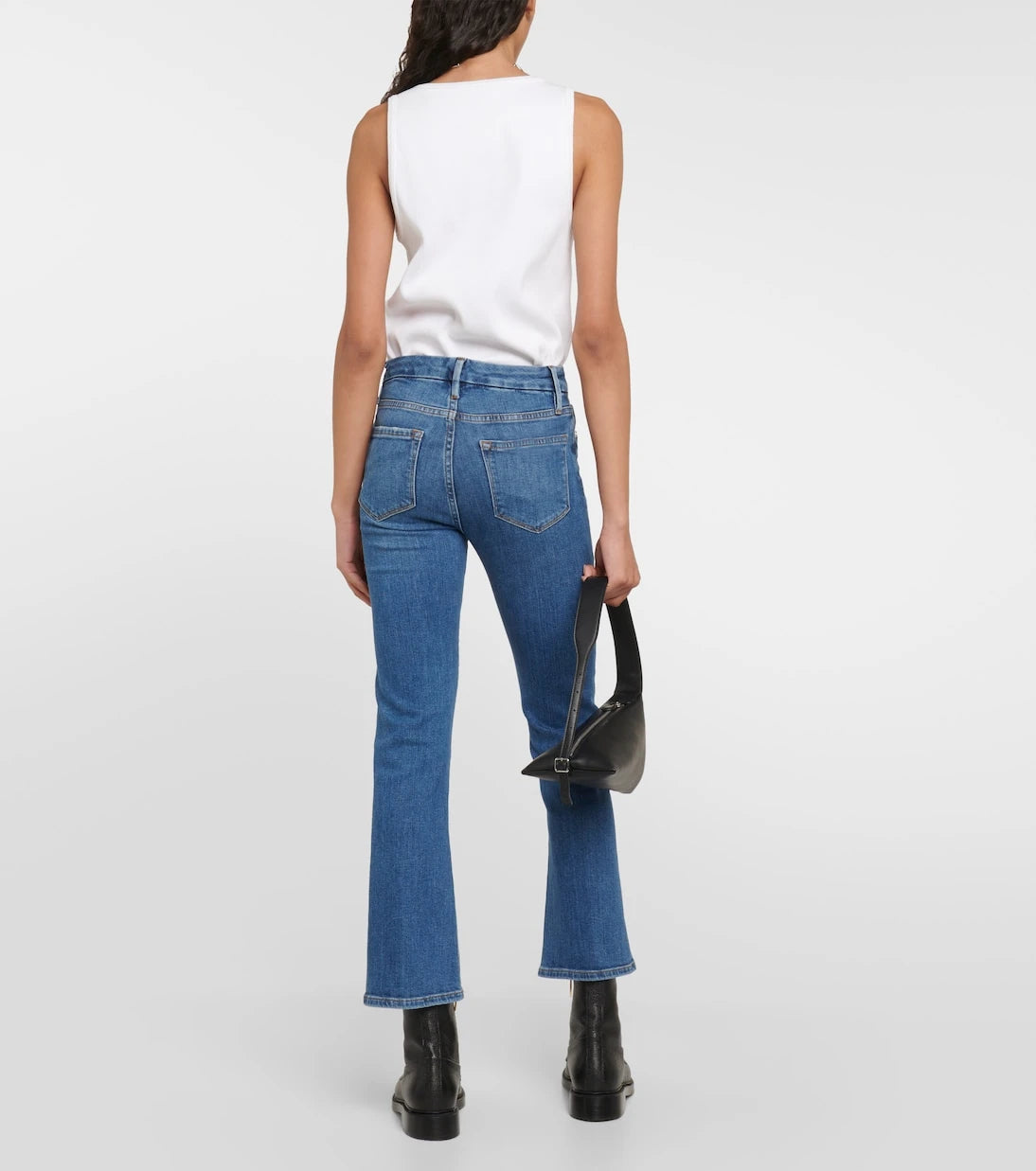 Frame - بنطال جينز Le Crop Mini bootcut بخصر متوسط الارتفاع