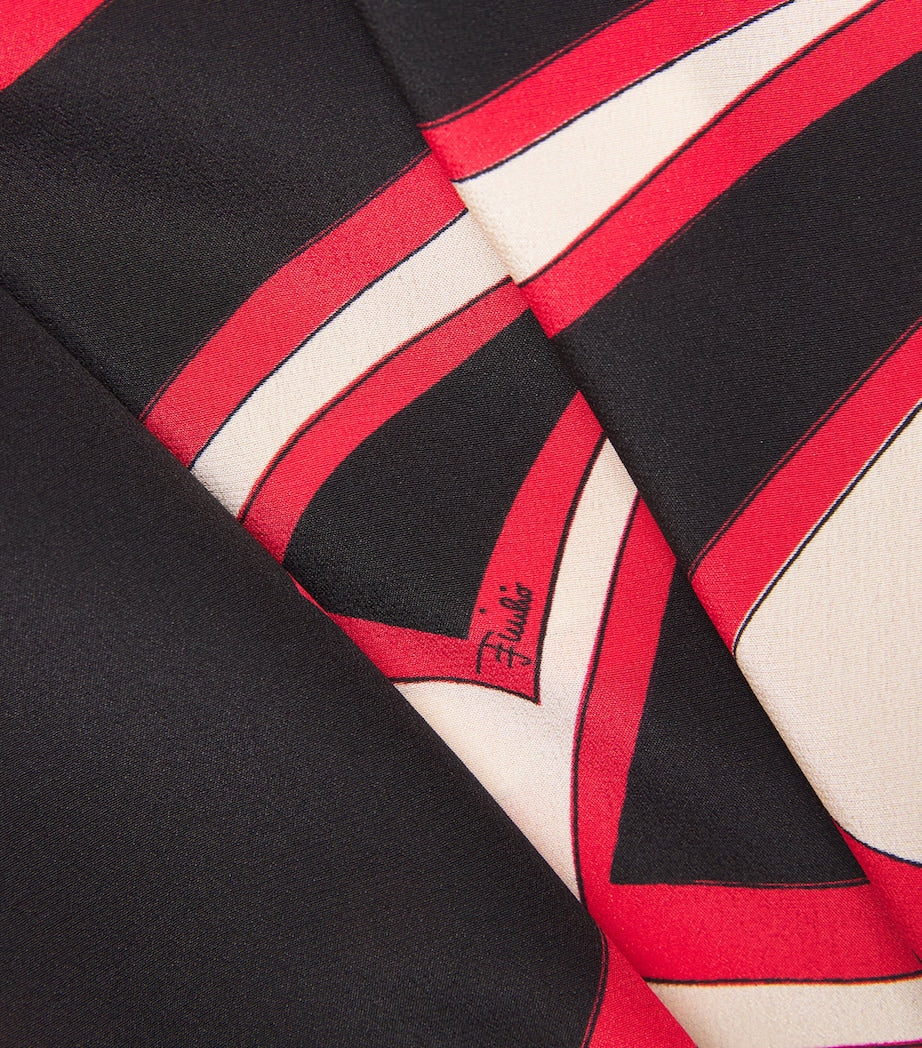 PUCCI Red Silk Labirinto Print Mini Kaftan Dress