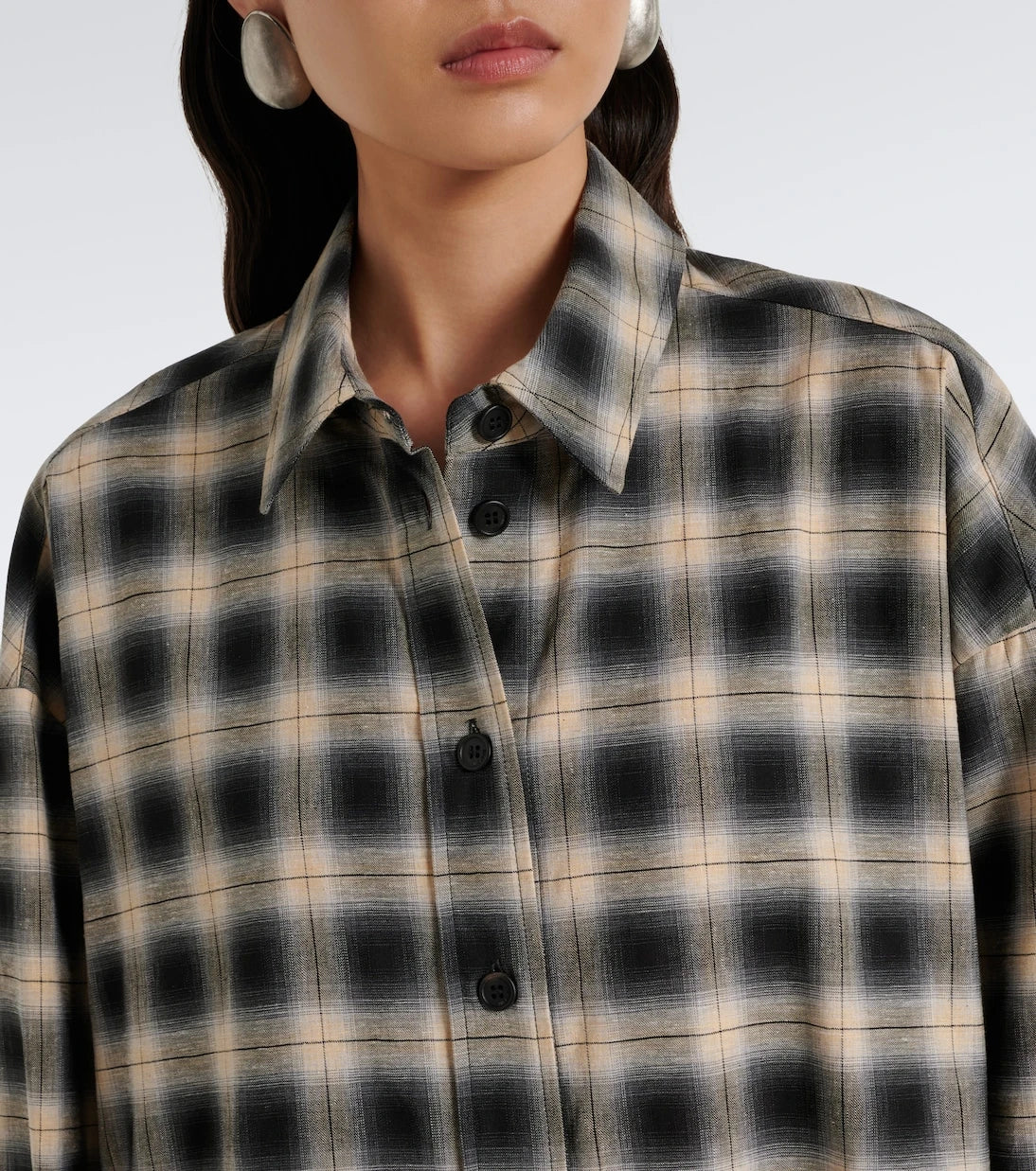 The Attico - Checked asymmetric cotton shirt