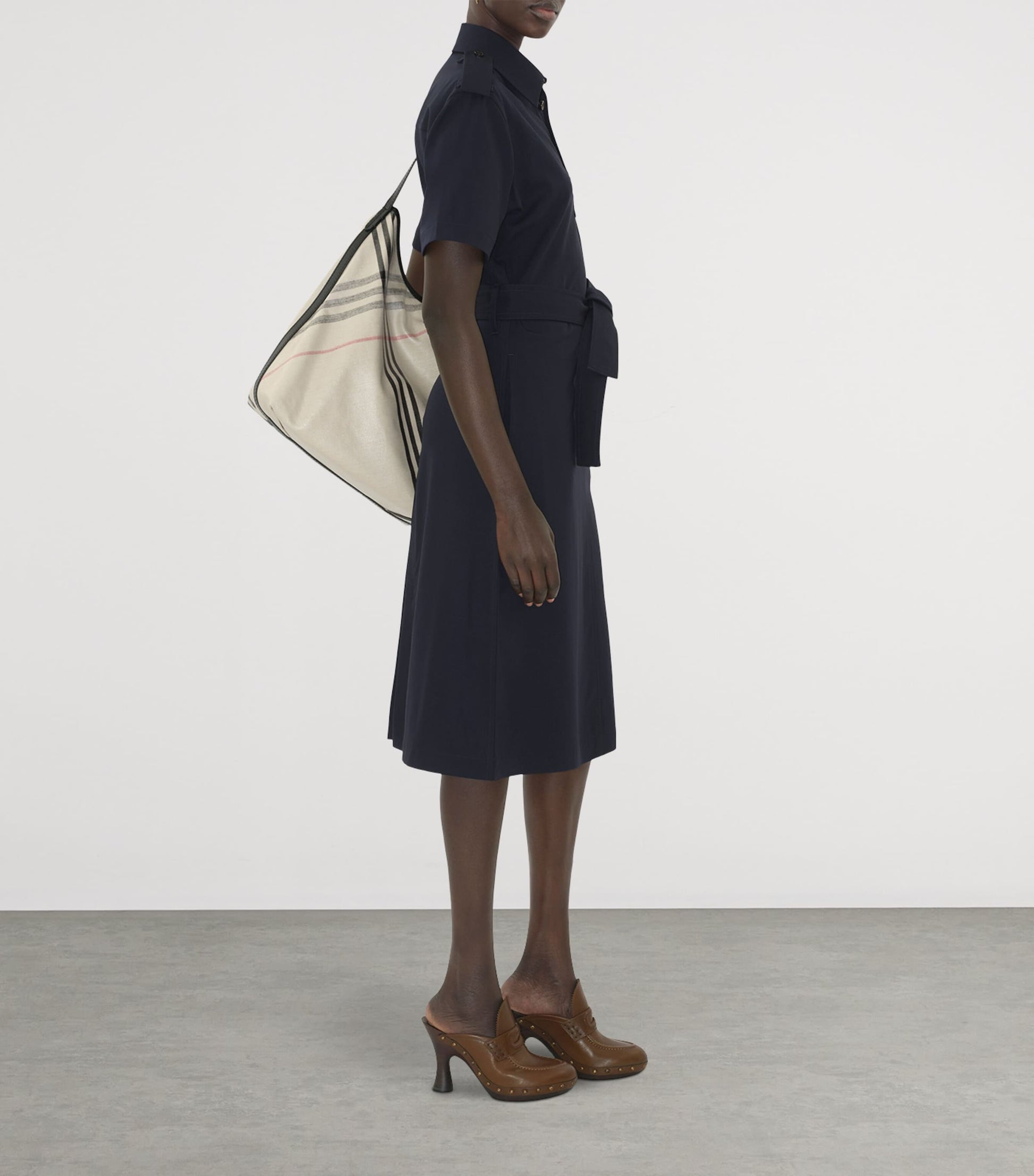 Burberry Navy Wool Mini Shirt Dress