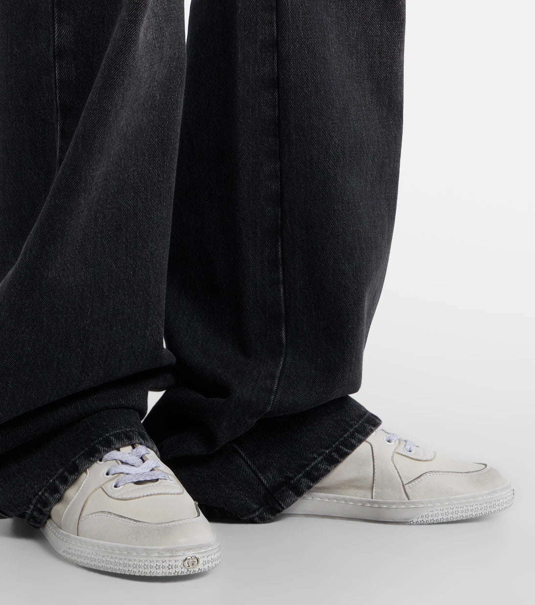 Gucci - Stretch Web Stripe leather sneakers