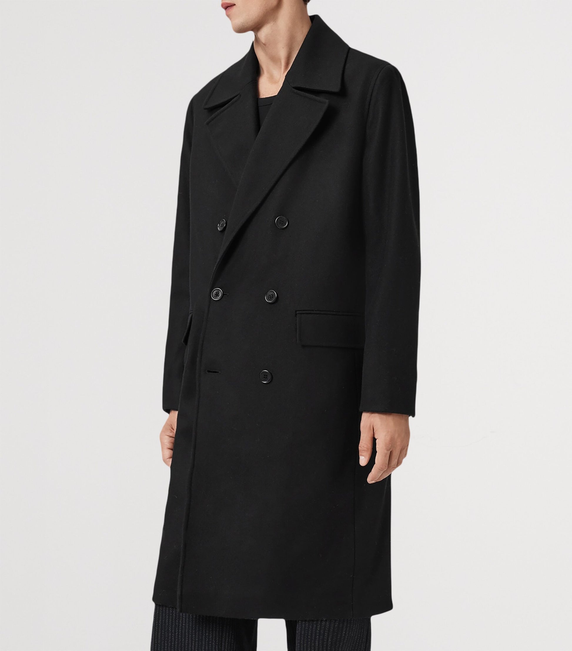 Black Wool-Blend Curran Overcoat