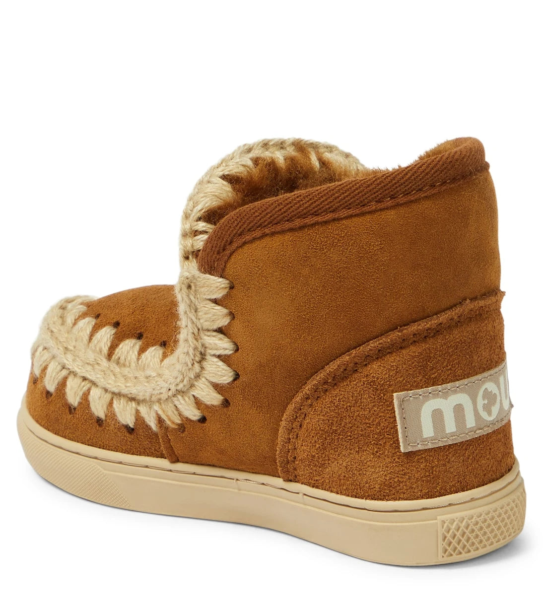 Mou Kids - Embroidered shearling-lined suede sneakers