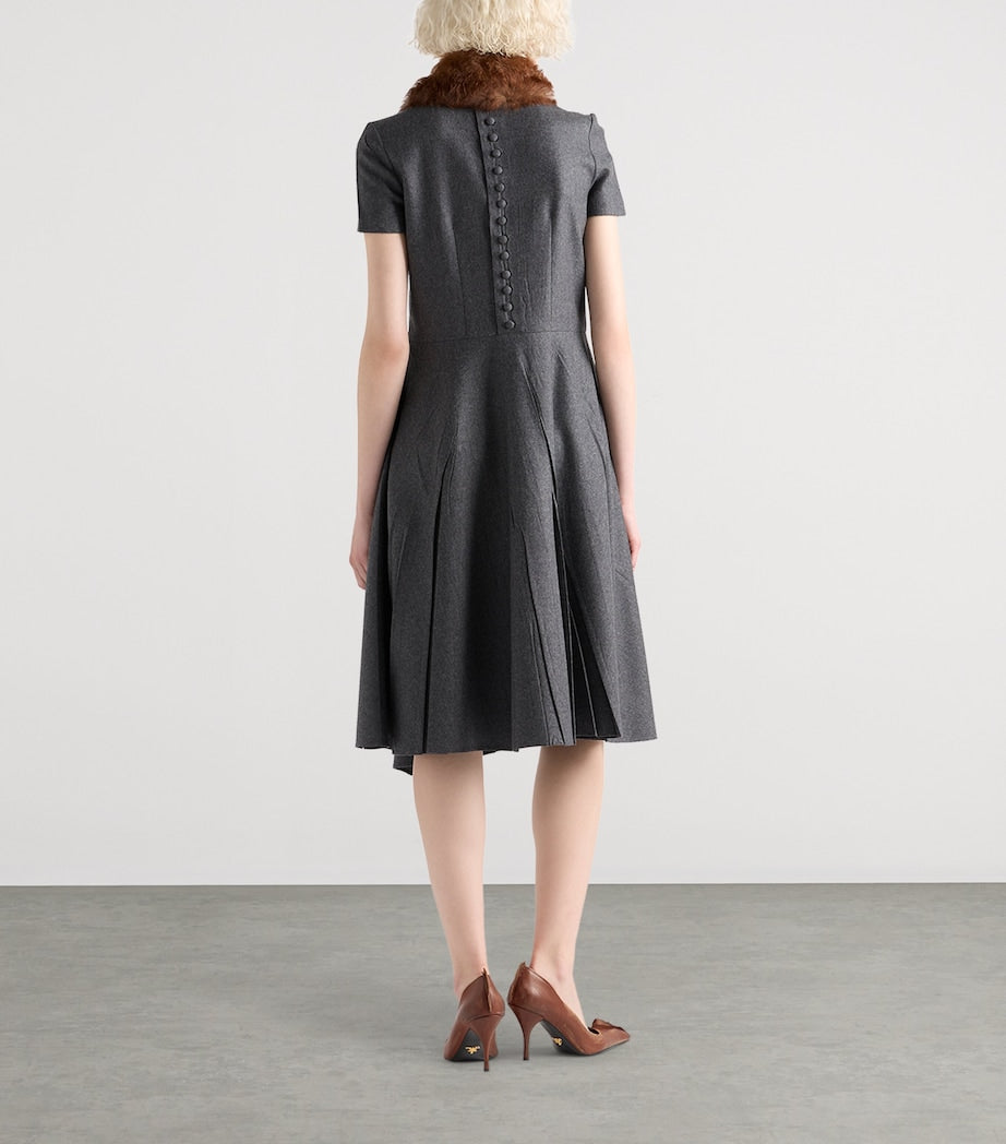 Prada Grey Wool Flannel Midi Dress