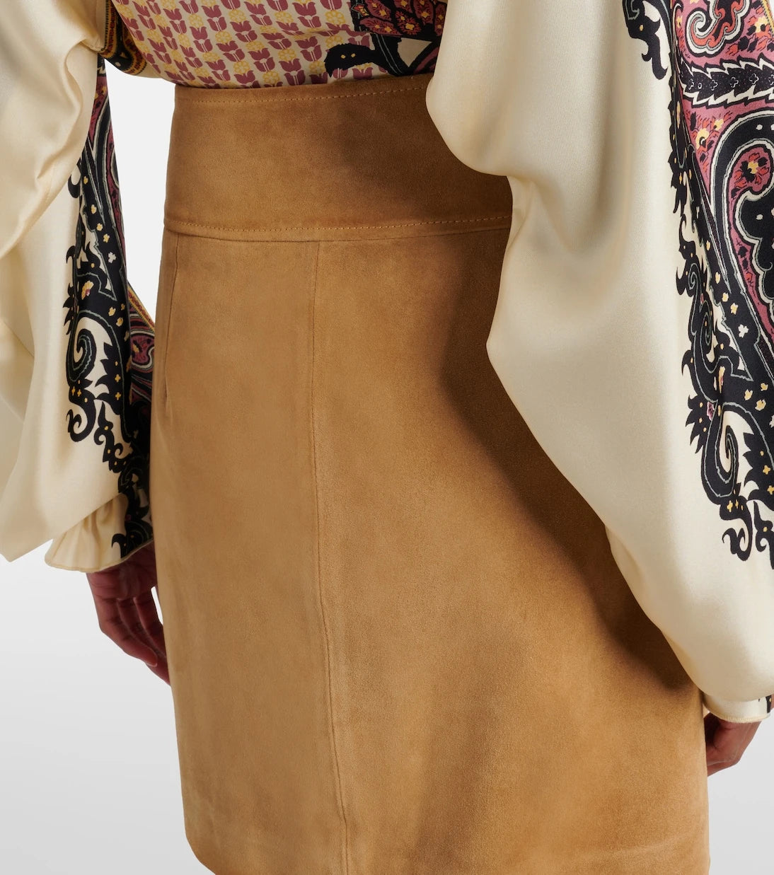 Etro - Belted suede miniskirt