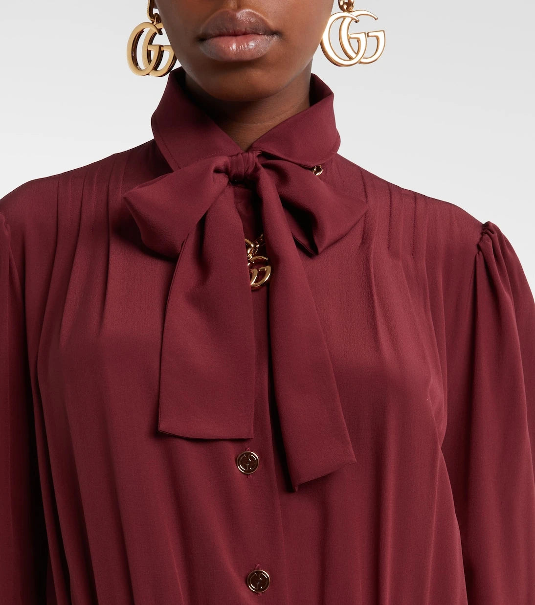 Gucci - Pleated silk crêpe de chine midi dress