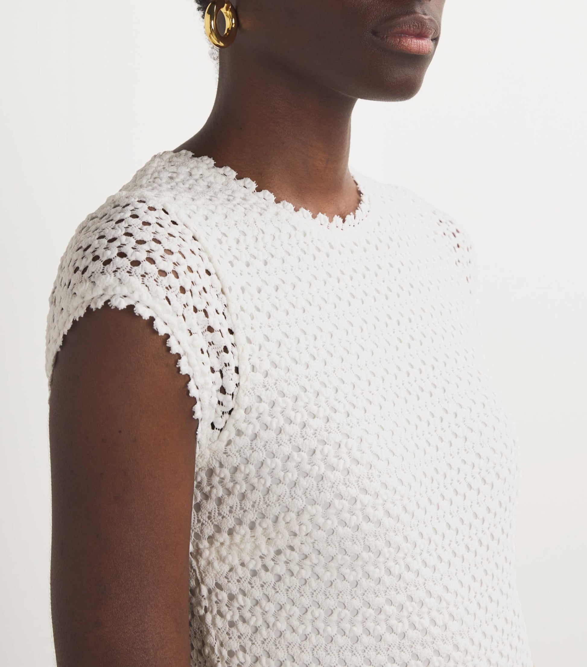 Maje White Crochet Midi Dress