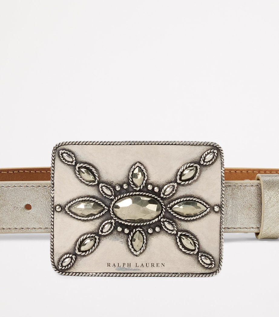 Ralph Lauren Collection Silver Leather Embellished Belt
