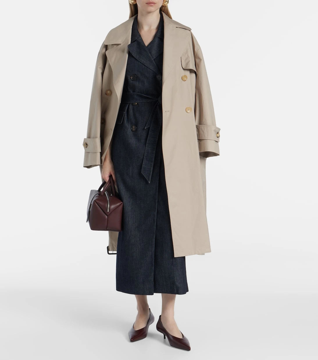 'S Max Mara - فستان جريتا الدنيم الطويل مع حزام