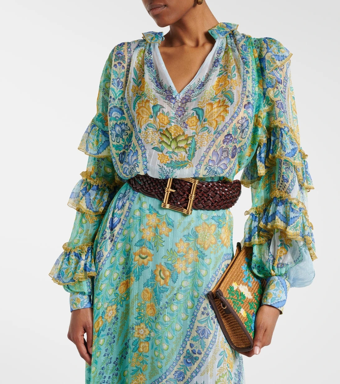 Etro - Floral ruffled silk blouse