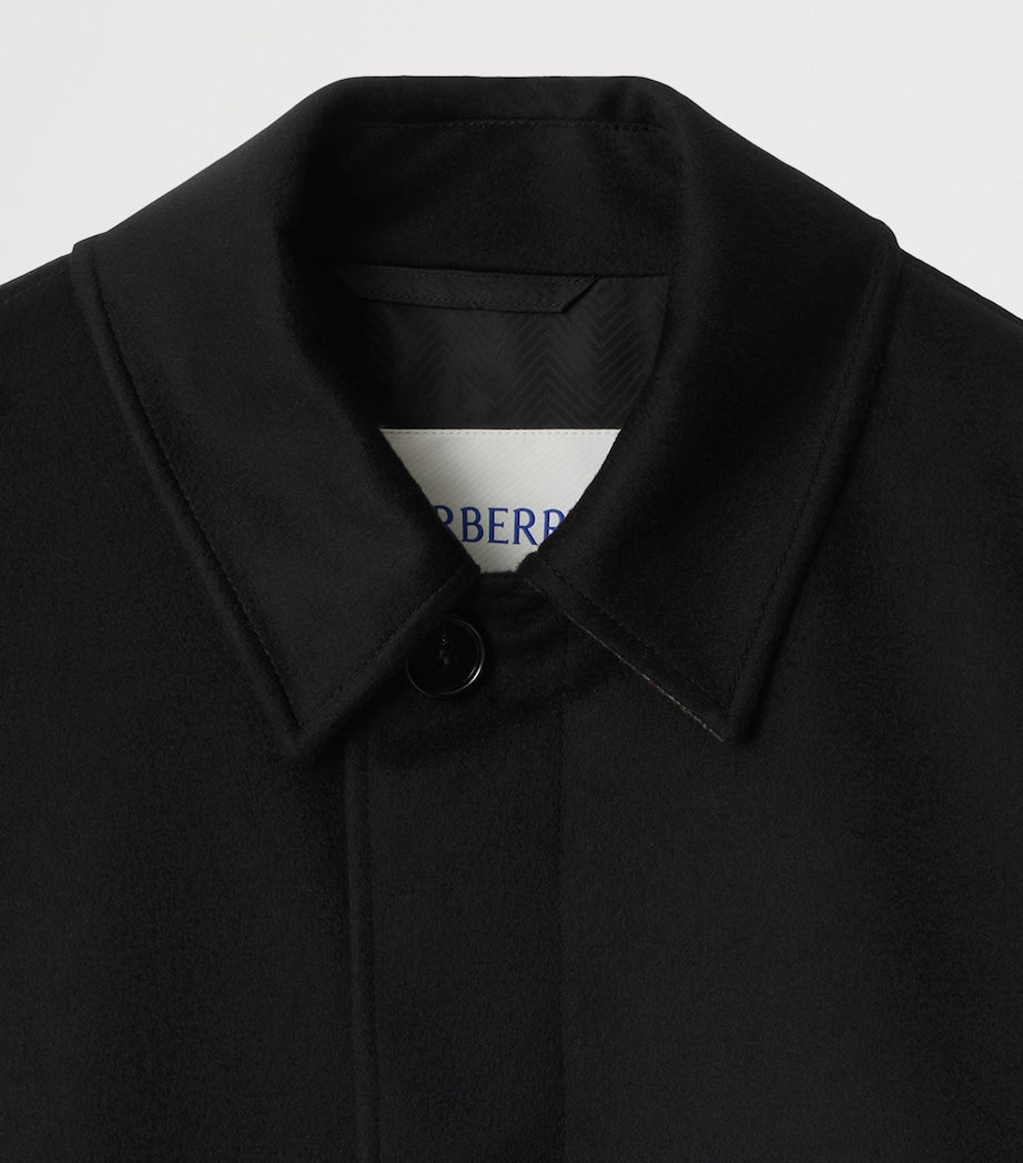 Black Cashmere Mid-Length Car Coat