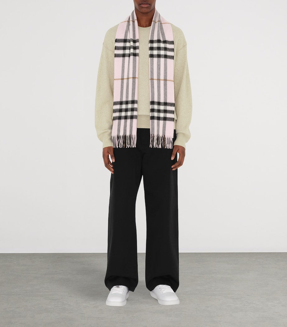 Burberry Pink Cashmere Check Scarf