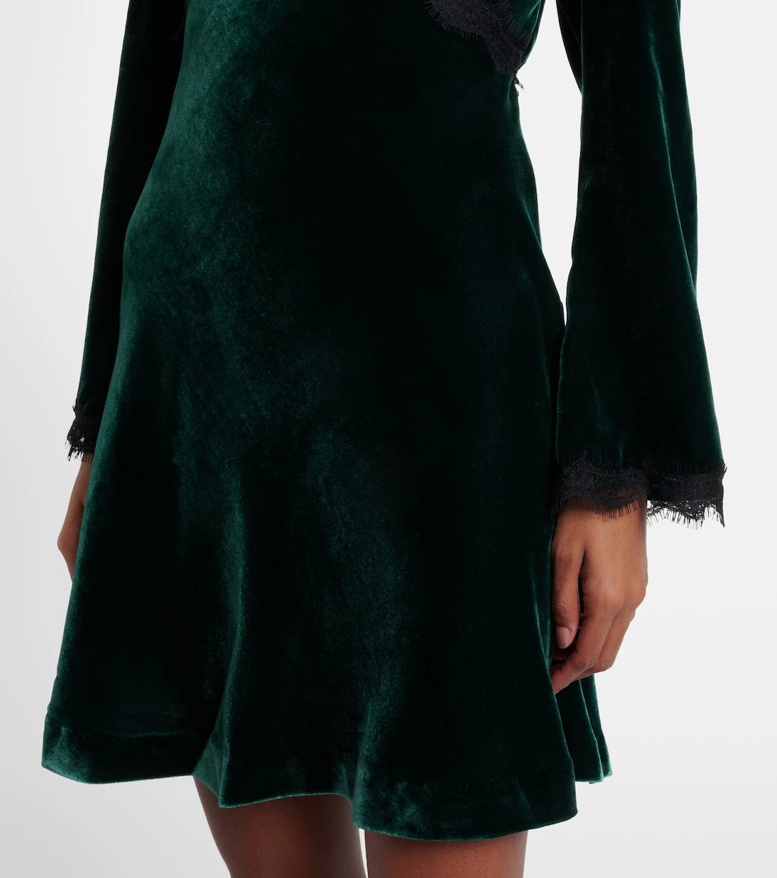 Rixo - Macie lace-trimmed velvet minidress