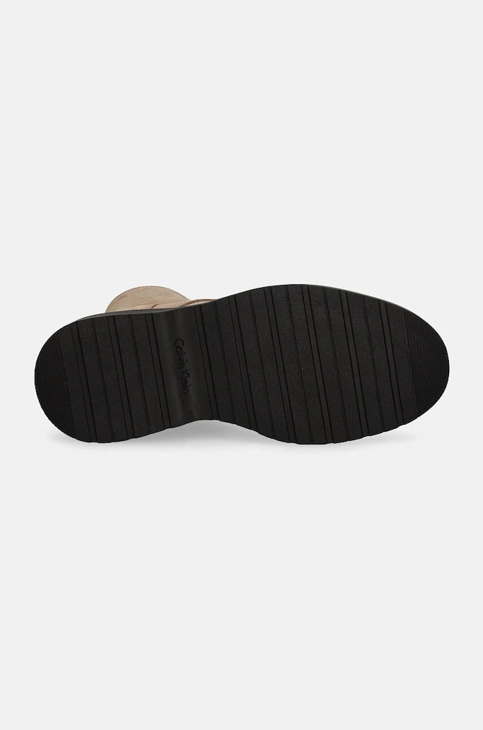 Велурени обувки Calvin Klein LACE UP BOOT W/ ZIP SUEDE