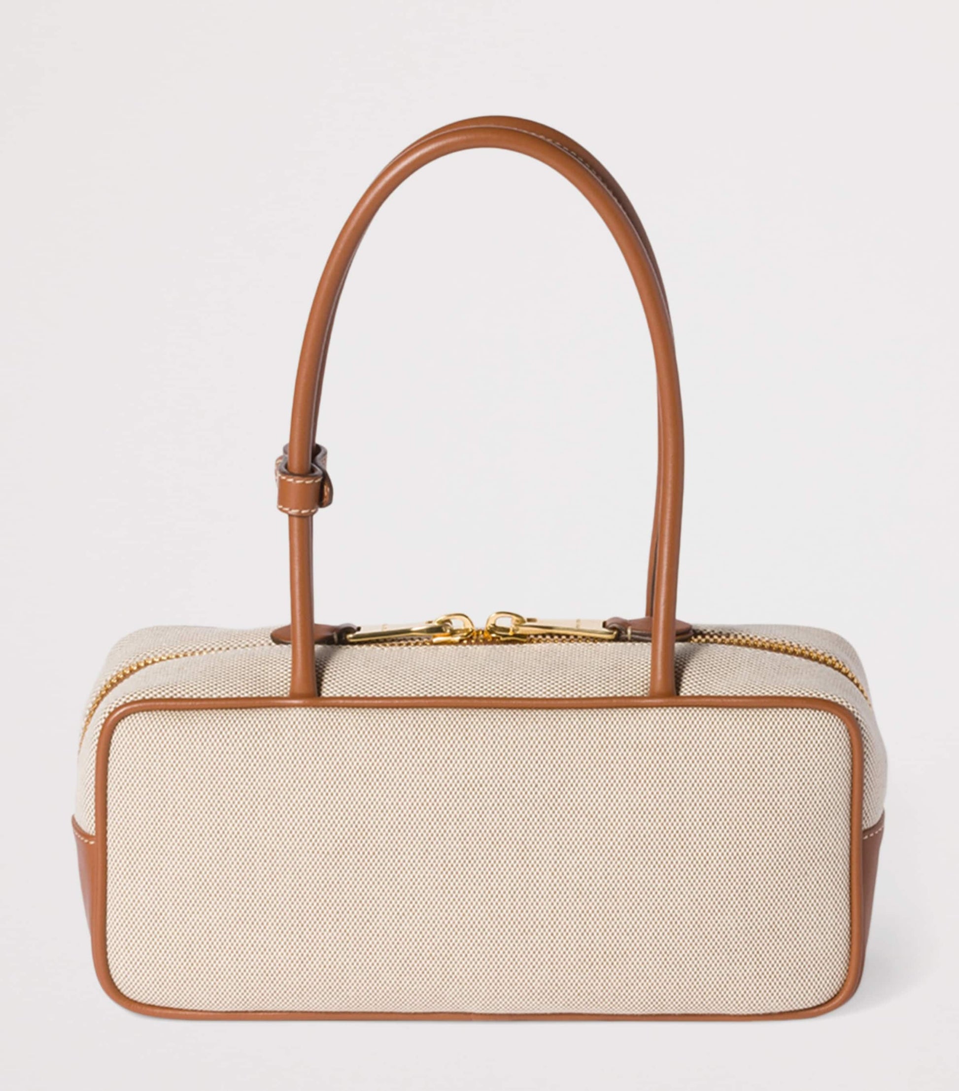 Neutral Canvas-Leather Beau Top-Handle Bag