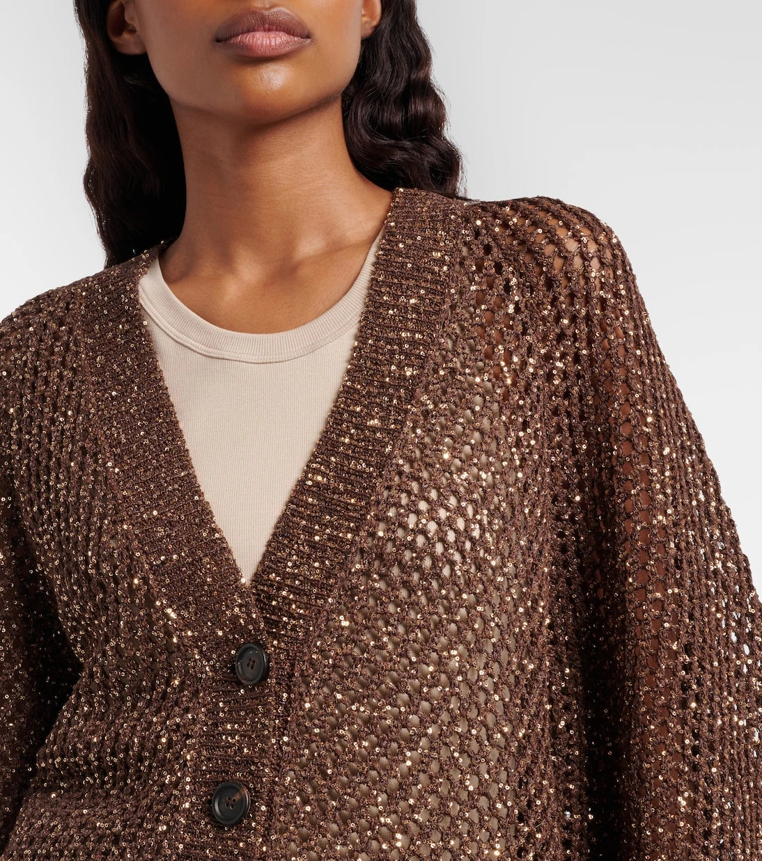 Brunello Cucinelli - Open-knit sequined cardigan