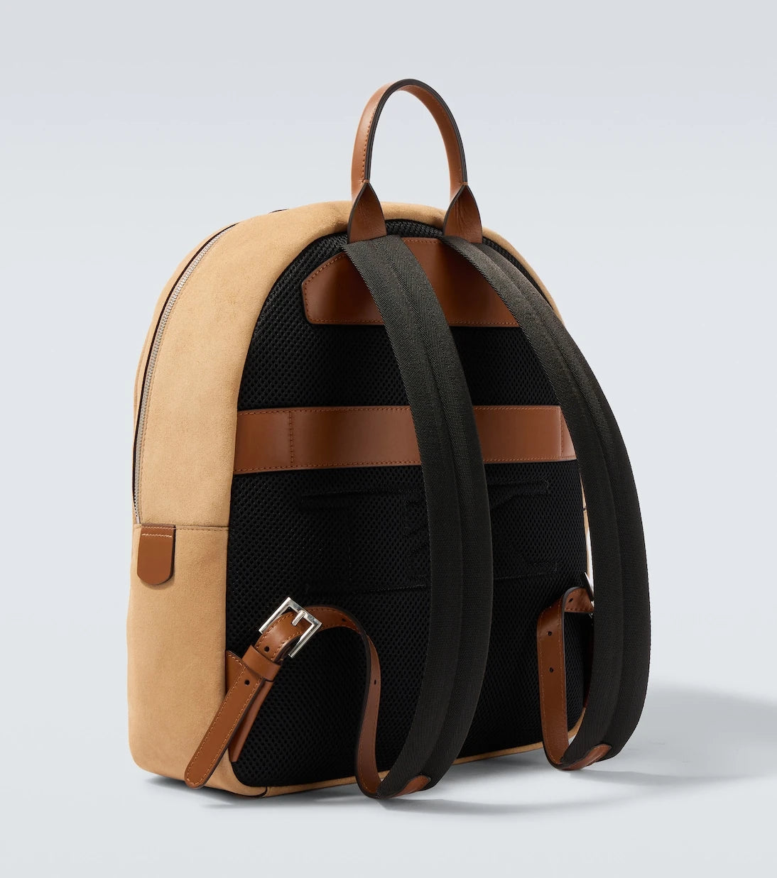 Kiton - Leather-trimmed suede backpack