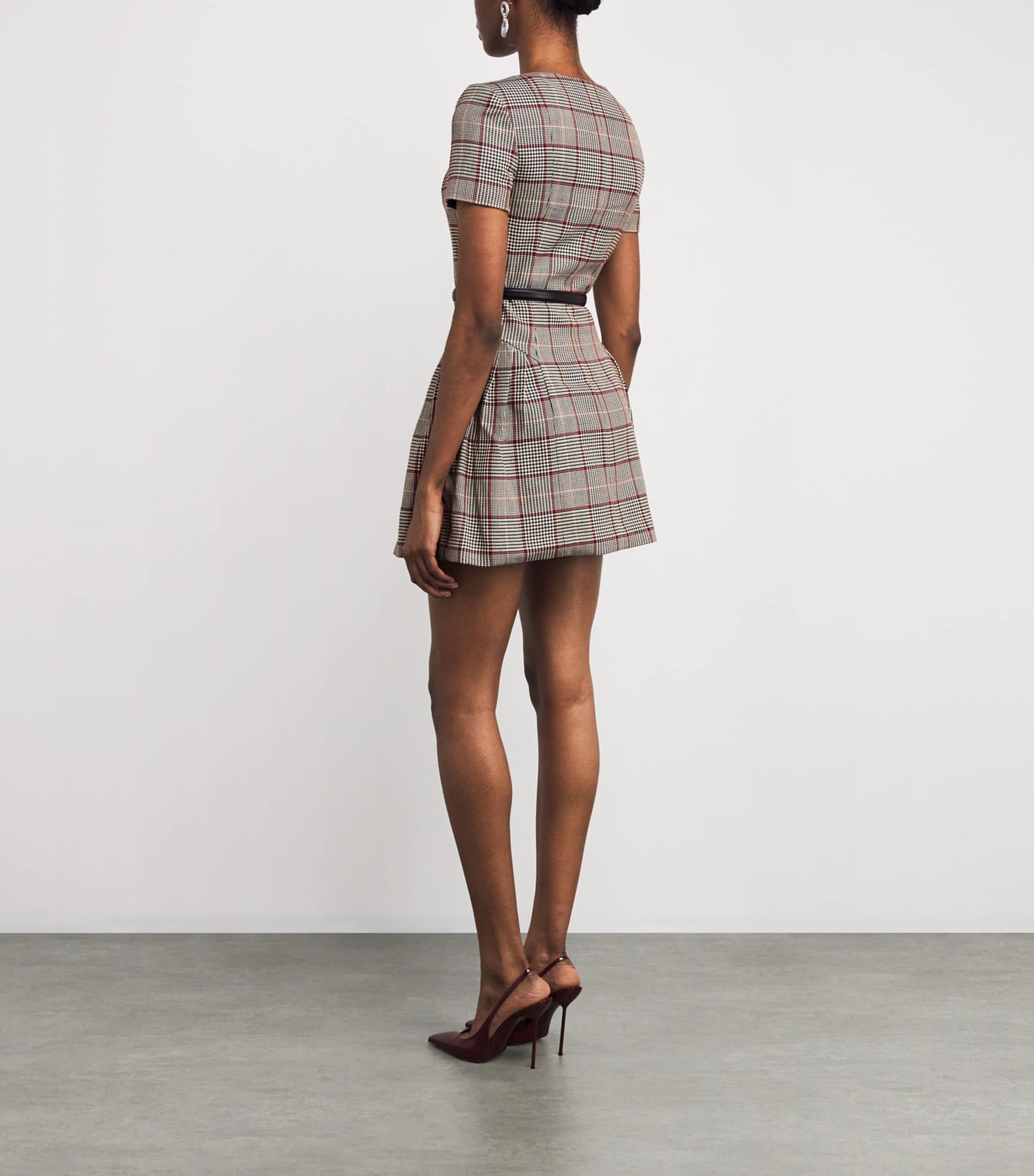 Self-Portrait Brown Houndstooth Mini Dress