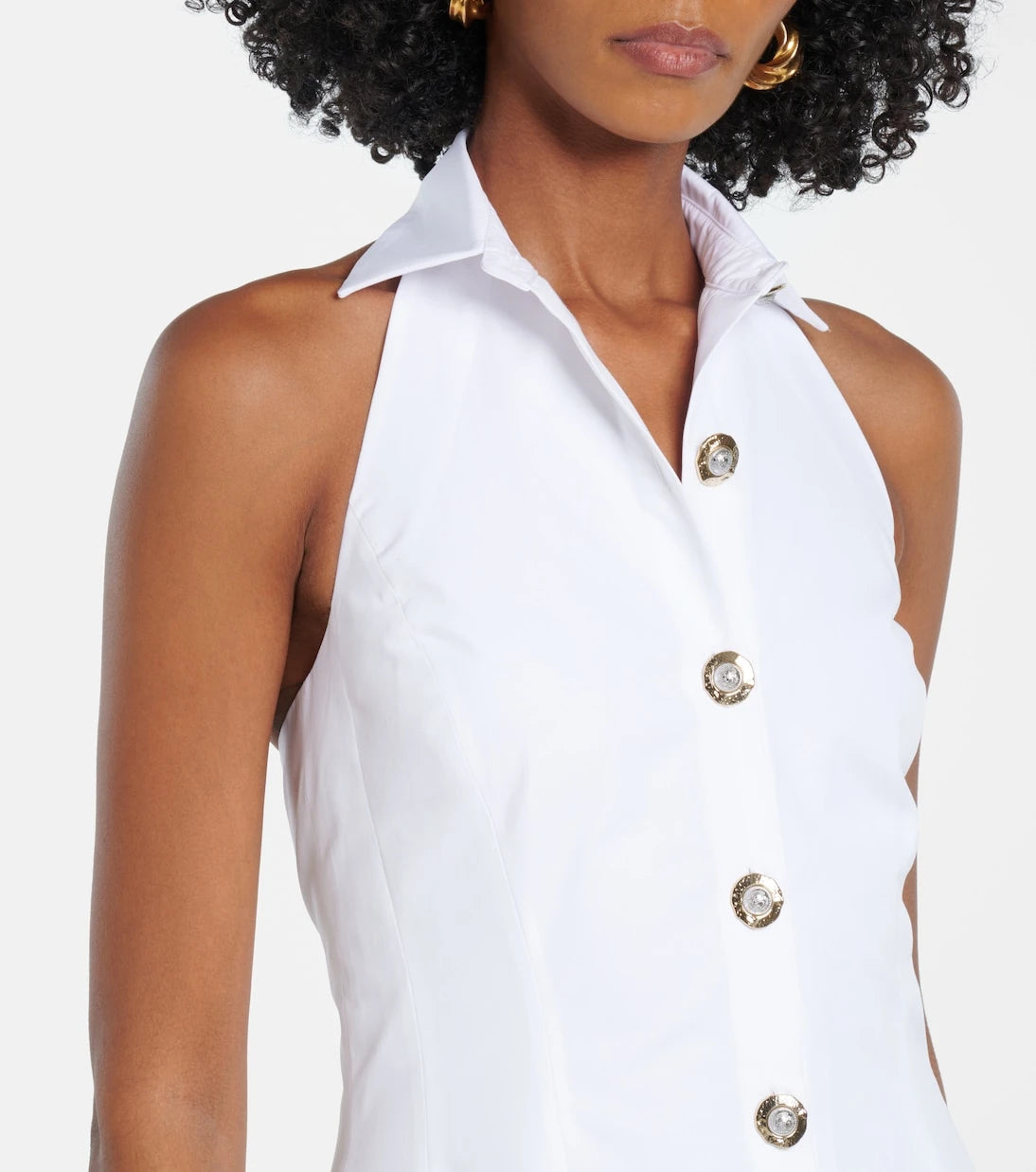 Balmain - Open-back buttoned poplin shirt dress