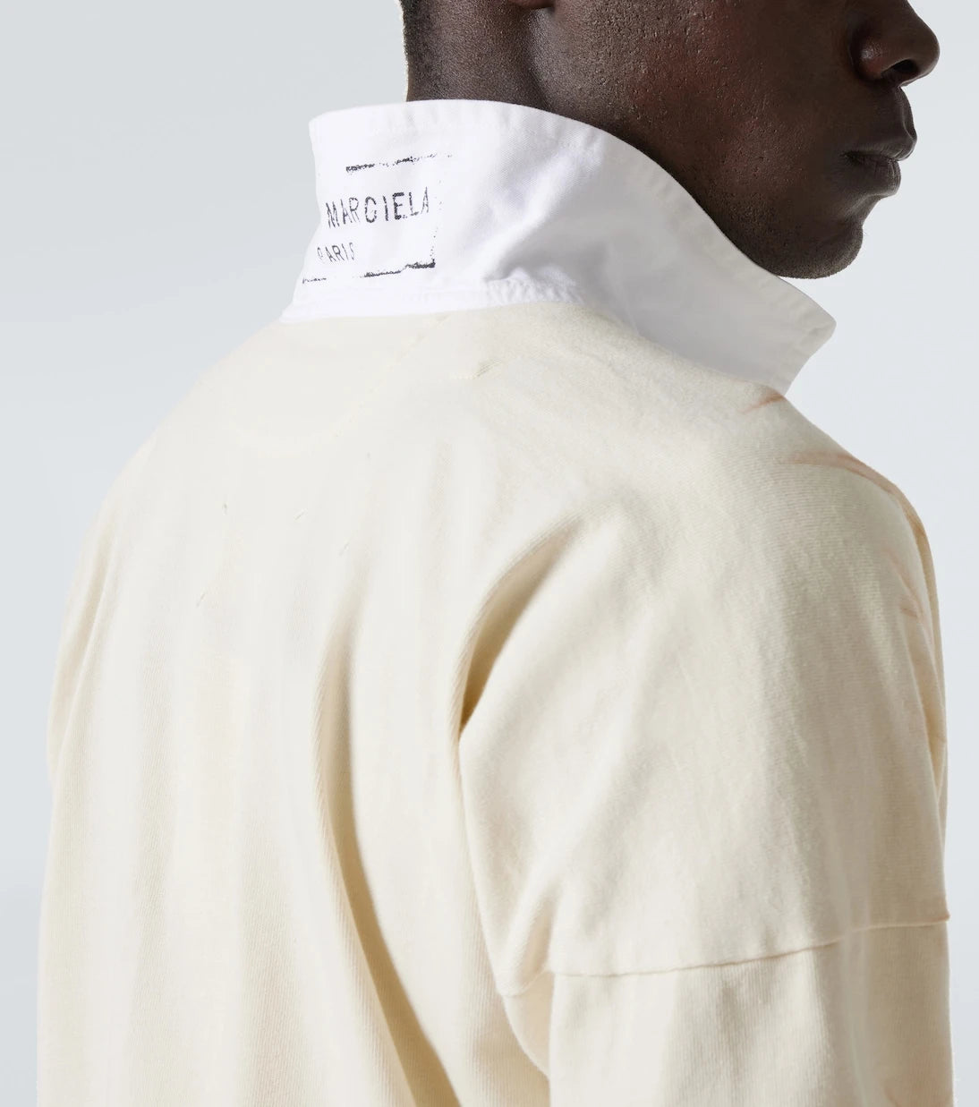 Maison Margiela - قميص بولو من جيرسيه القطن بشعار العلامة