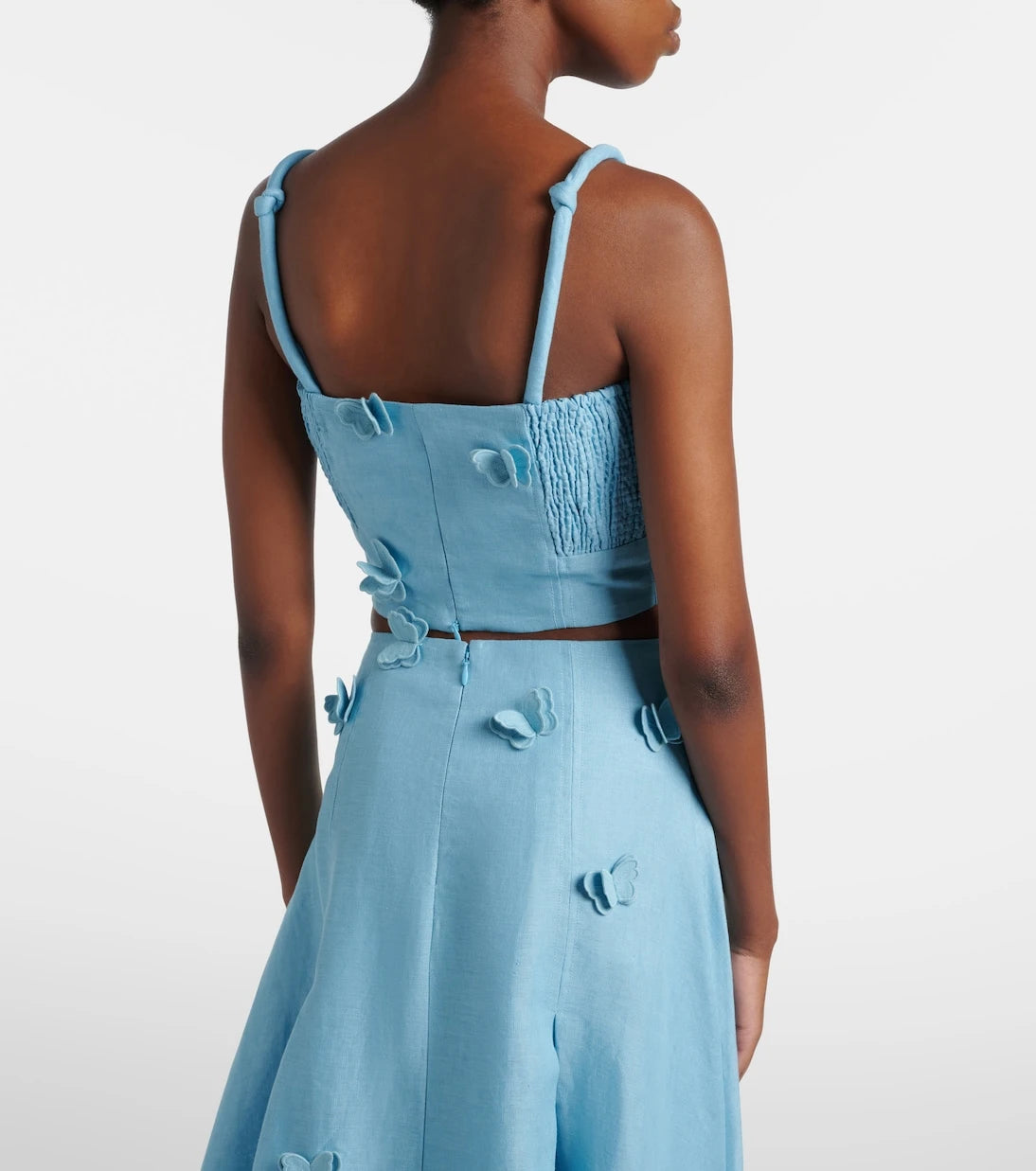 Farm Rio - Patch-appliqué linen crop top