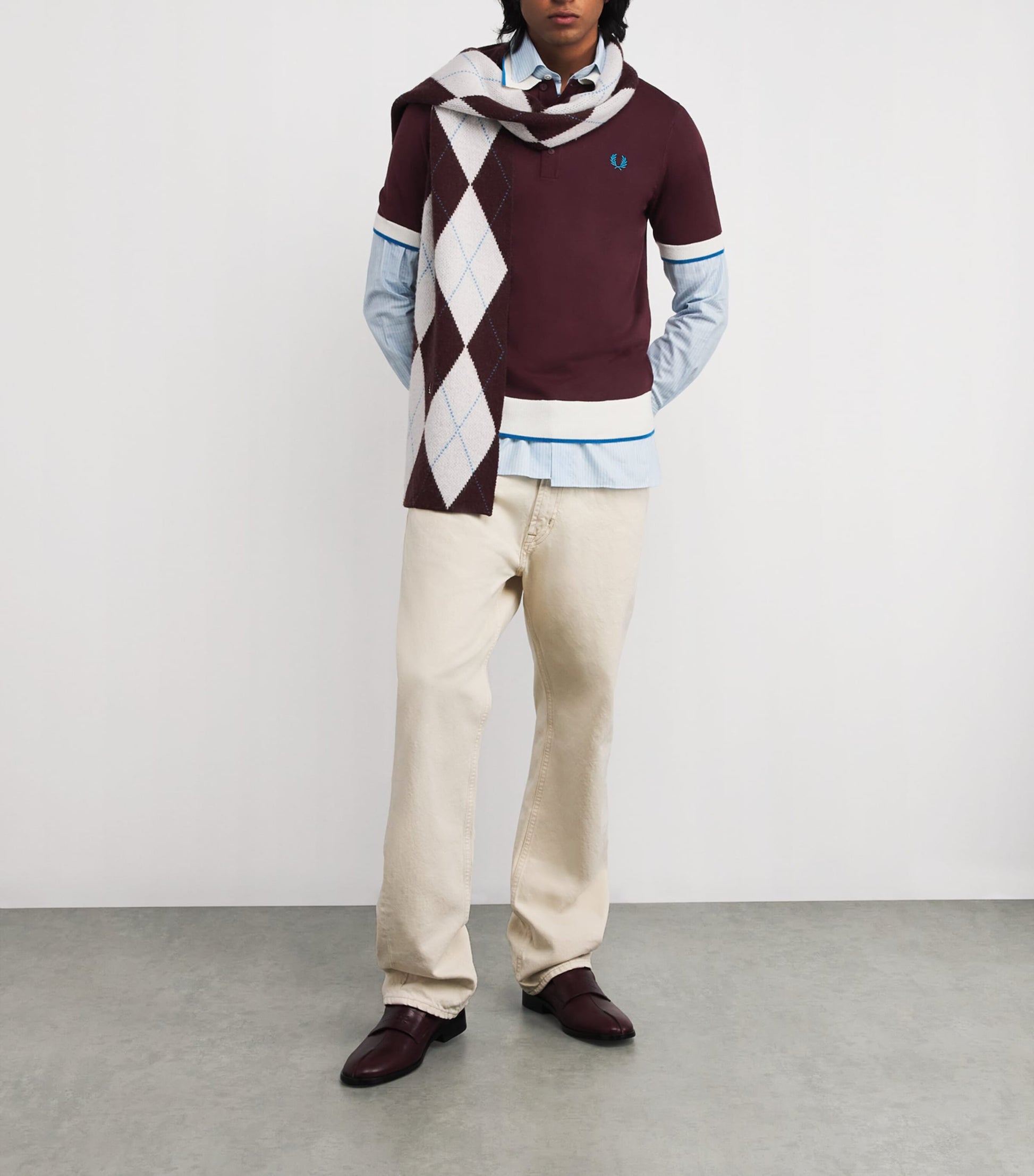 Wool-Cotton Contrast-Trim Polo Shirt