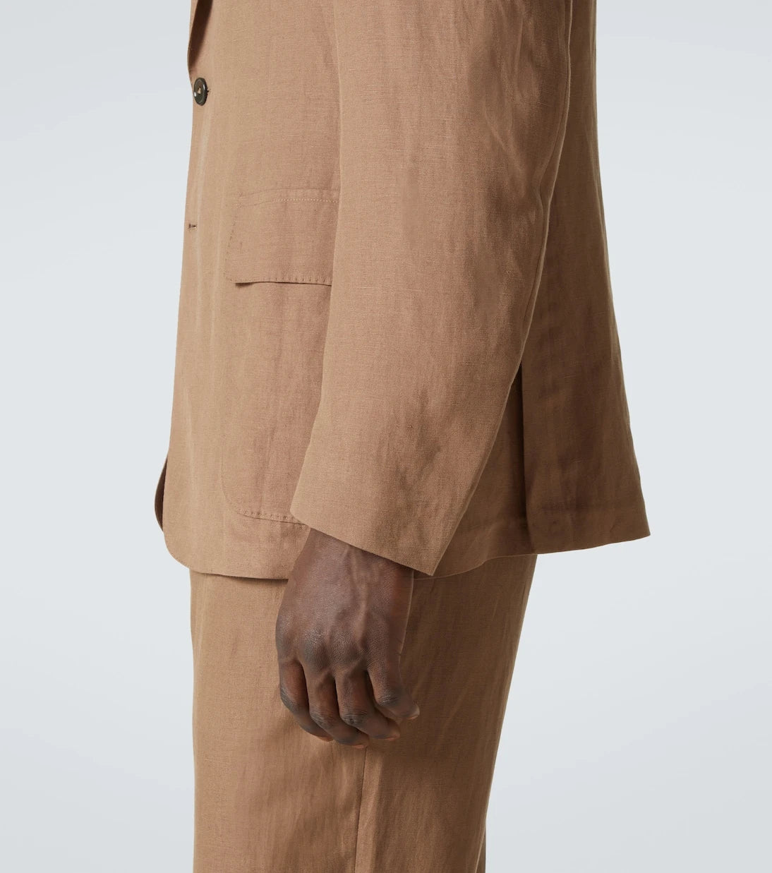 Ralph Lauren Purple Label - بليزر حرير وكتان بصدر واحد