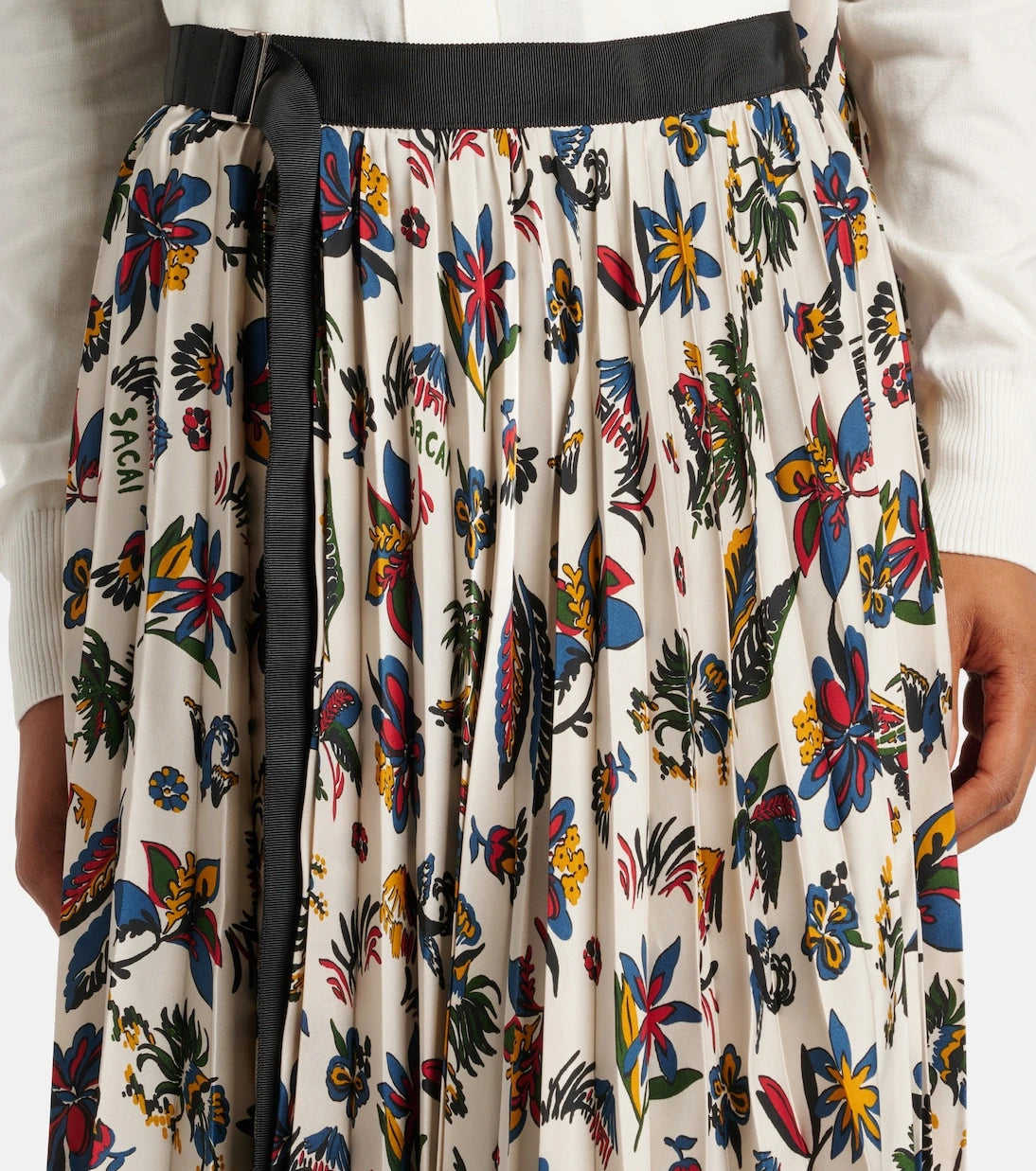 Sacai - Printed pleated midi skirt