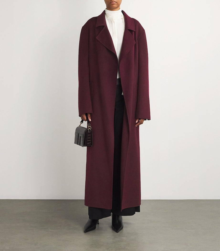Wolk Morais Burgundy Cashmere On Set Wrap Coat