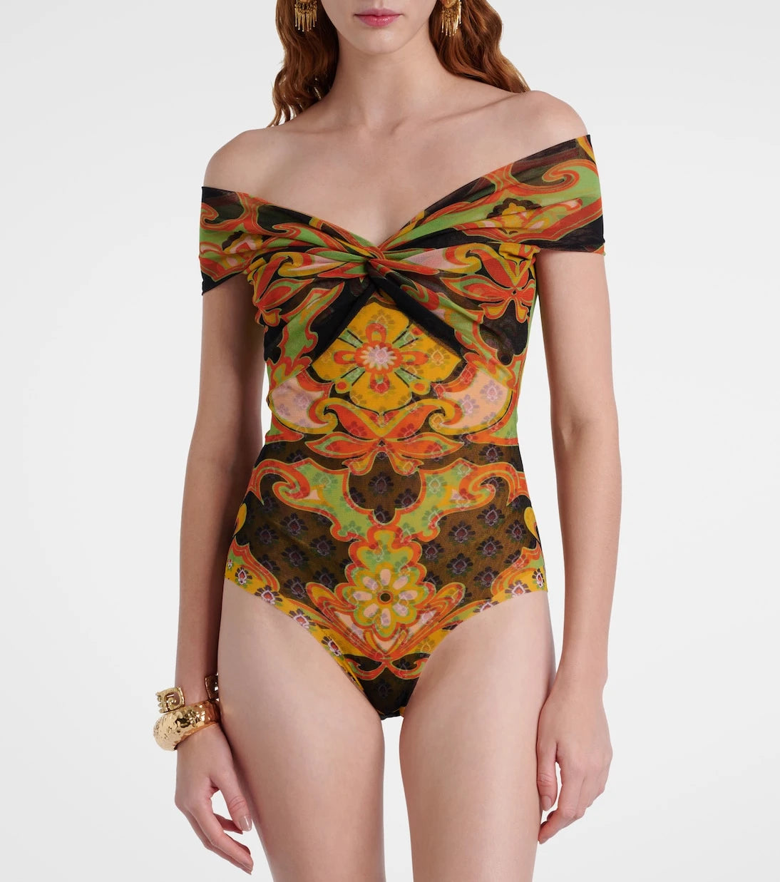 Etro - Printed off-shoulder bodysuit