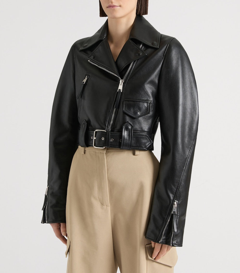 Givenchy Black Leather Cropped Cocoon Jacket