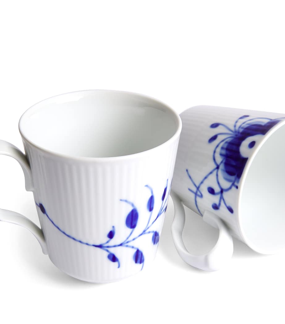Set of 2 Blue Fluted Mega Mugs (370ml)