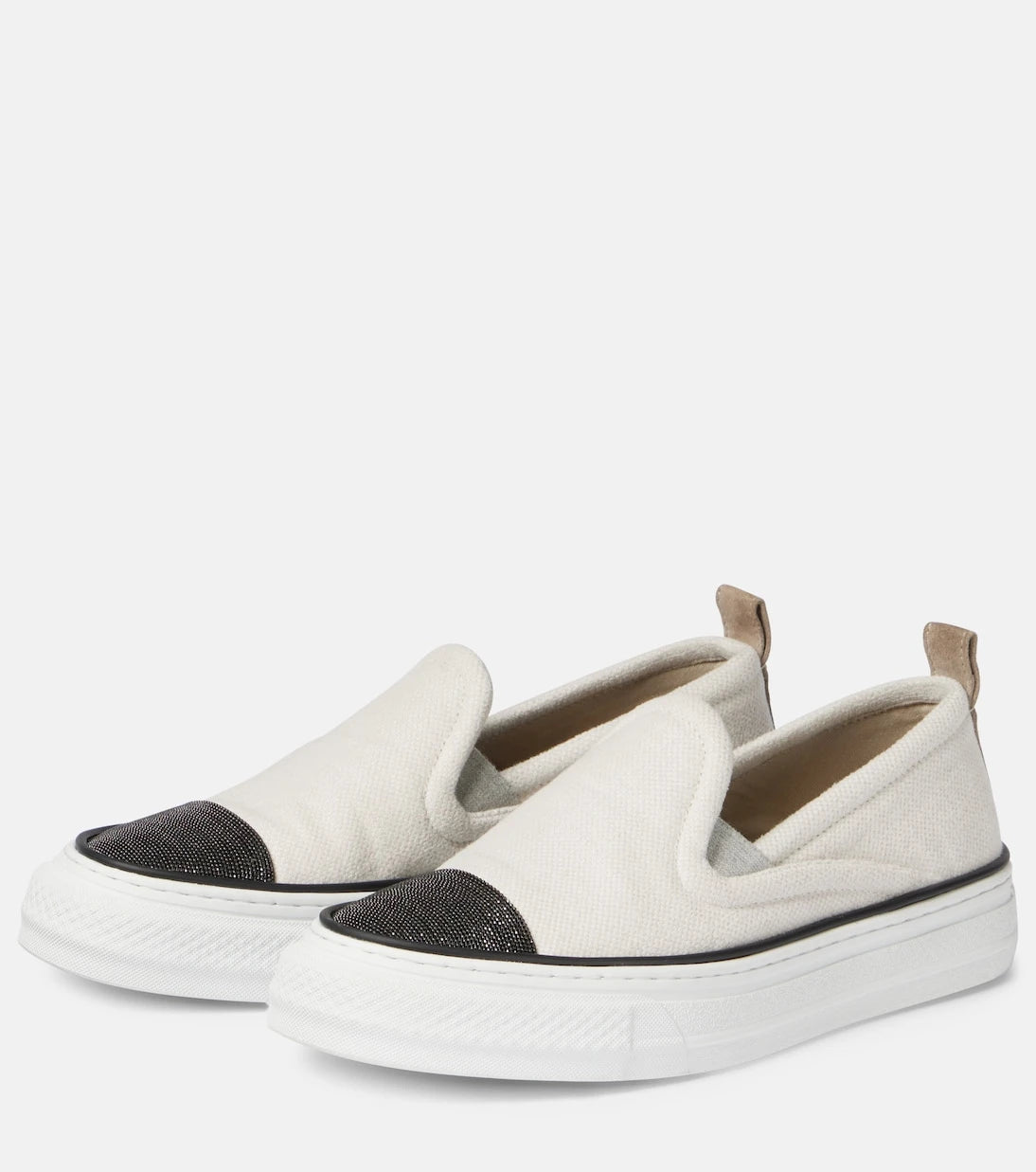 Brunello Cucinelli - Monili canvas slip-on shoes