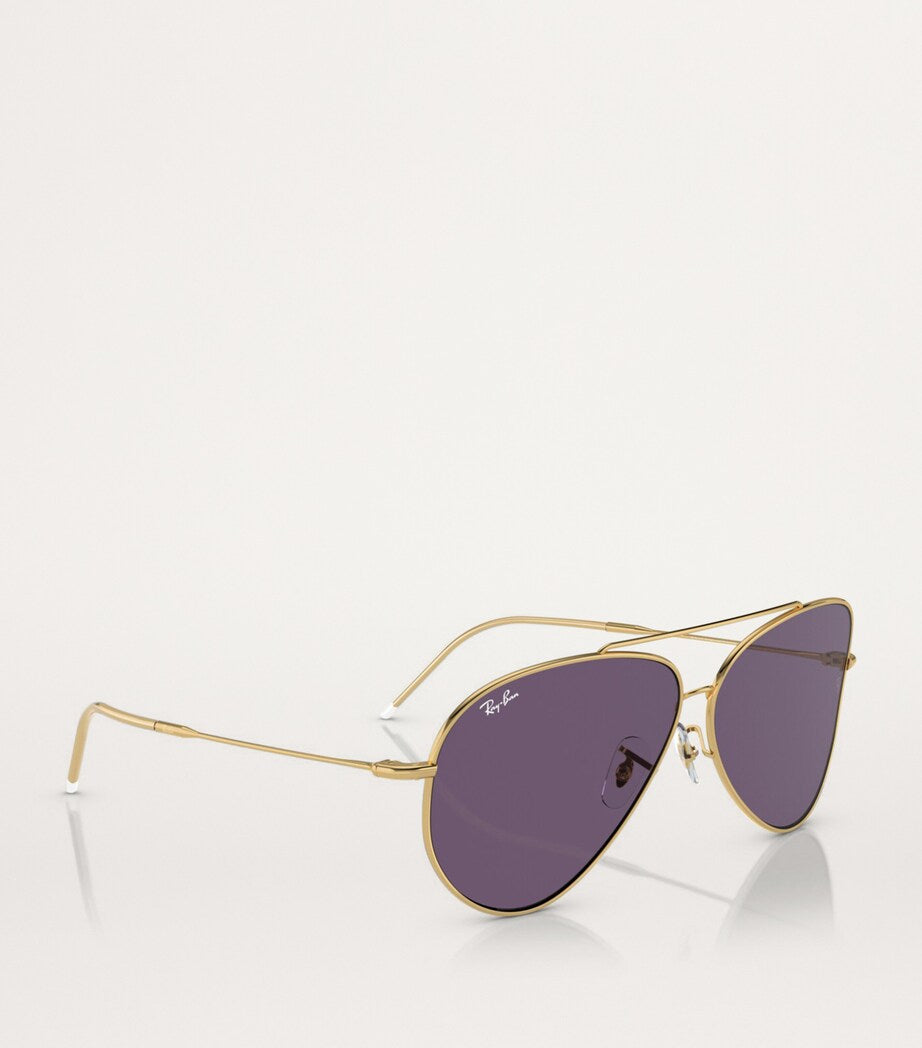 Gold RBR0101S Aviator Reverse Sunglasses