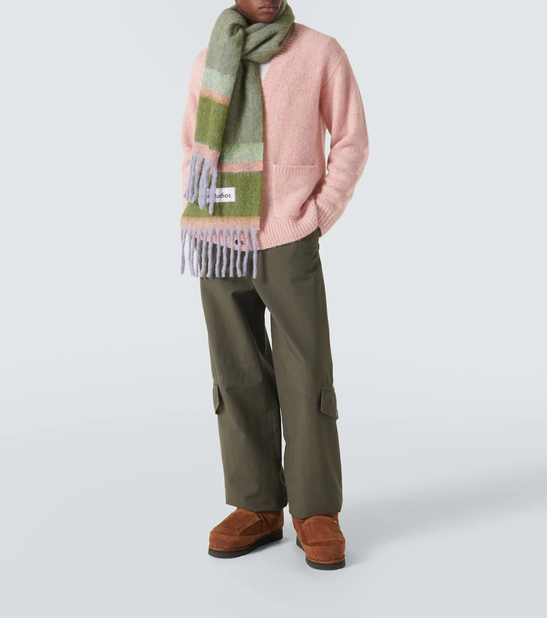 Acne Studios - جزمة الكاحل من الشامواه المبطنة بالفرو