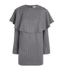 GANNI Grey Detachable-Collar Stripe Mini Dress