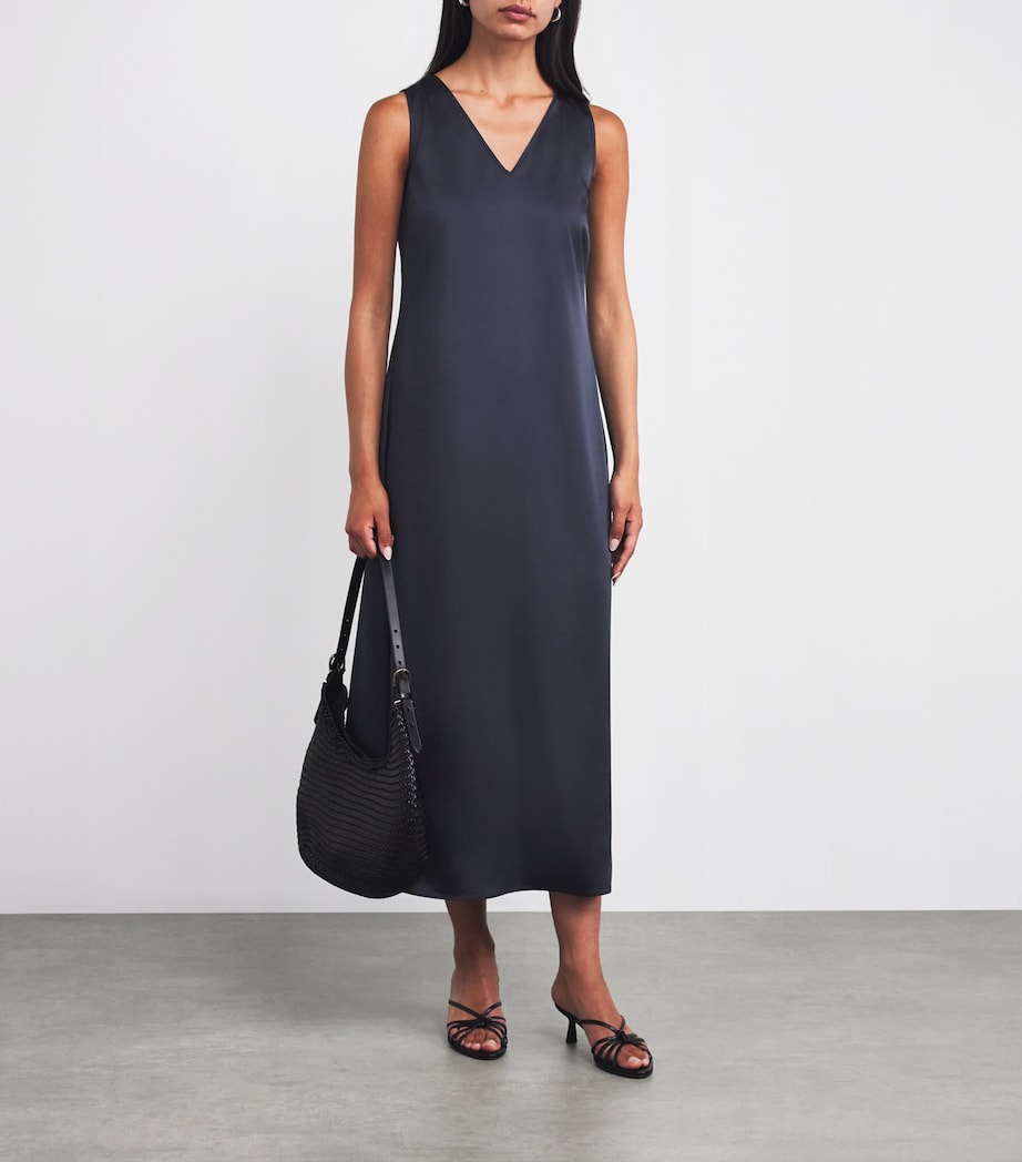 Weekend Max Mara Blue Satin Maxi Dress