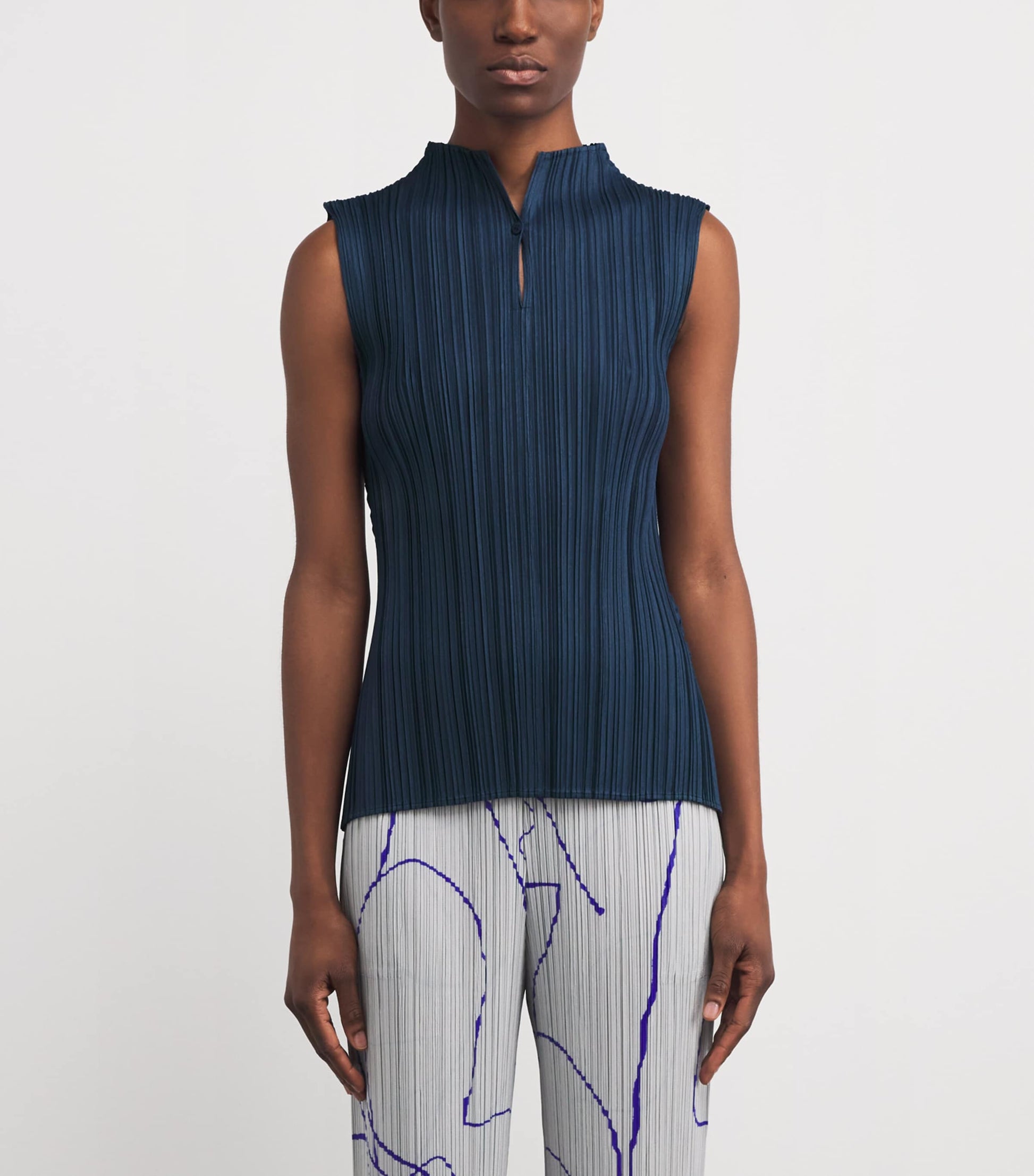 Blue Mellow Pleats Top