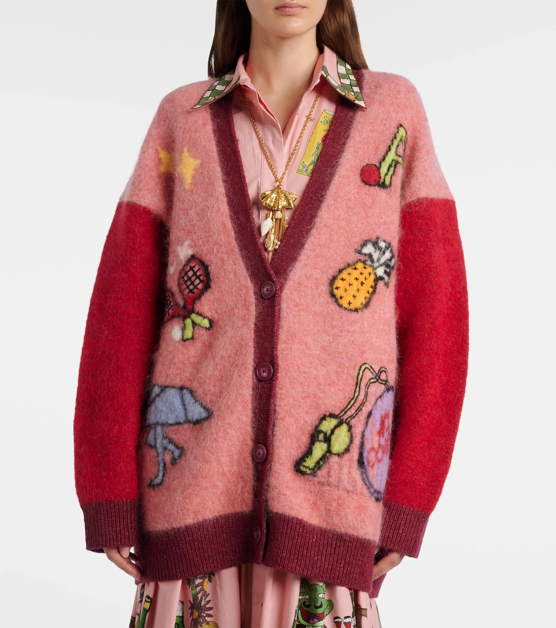Alémais - Court embroidered wool-blend cardigan