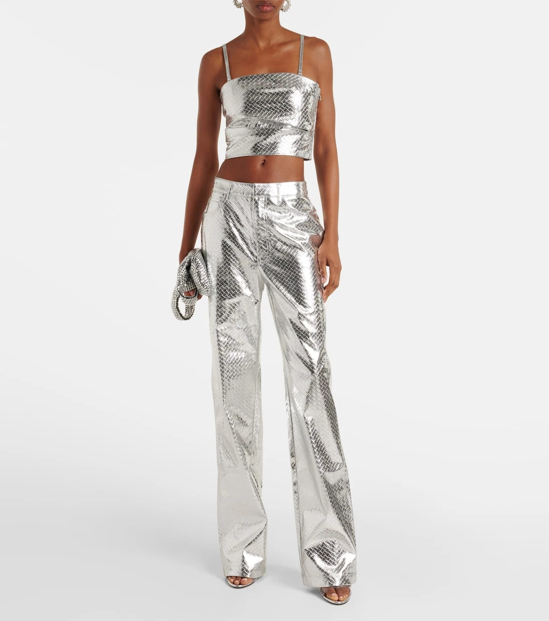Rotate - Metallic-effect draped top