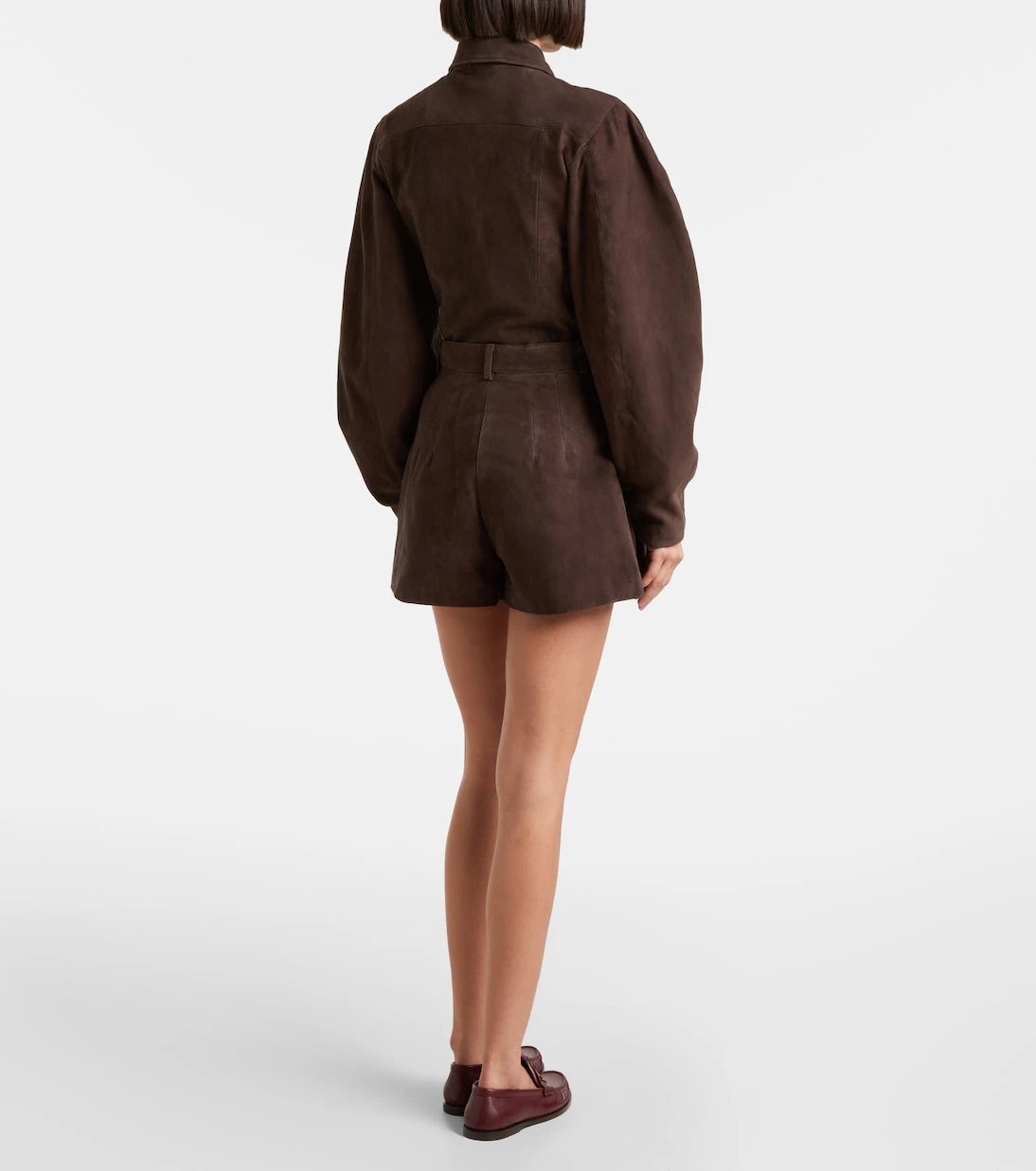 Rotate - High-rise suede shorts