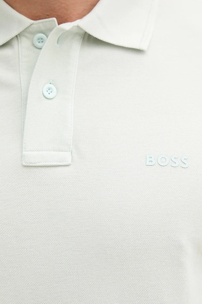 BOSS Orange erkek pamuklu yakalı tişört Prime