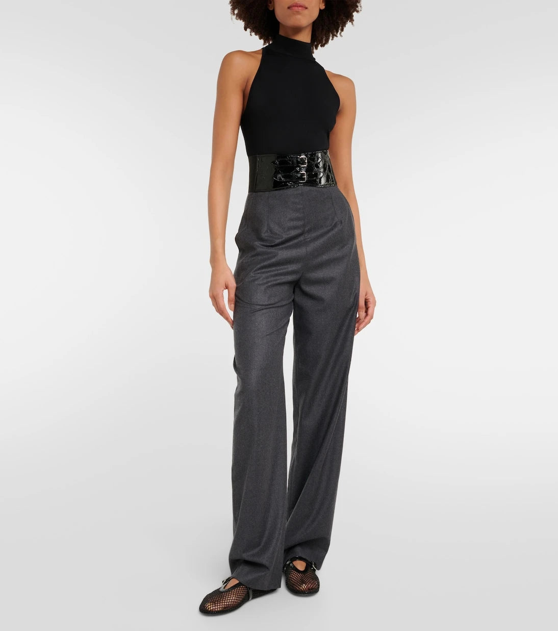 Alaïa - High-rise virgin wool straight pants