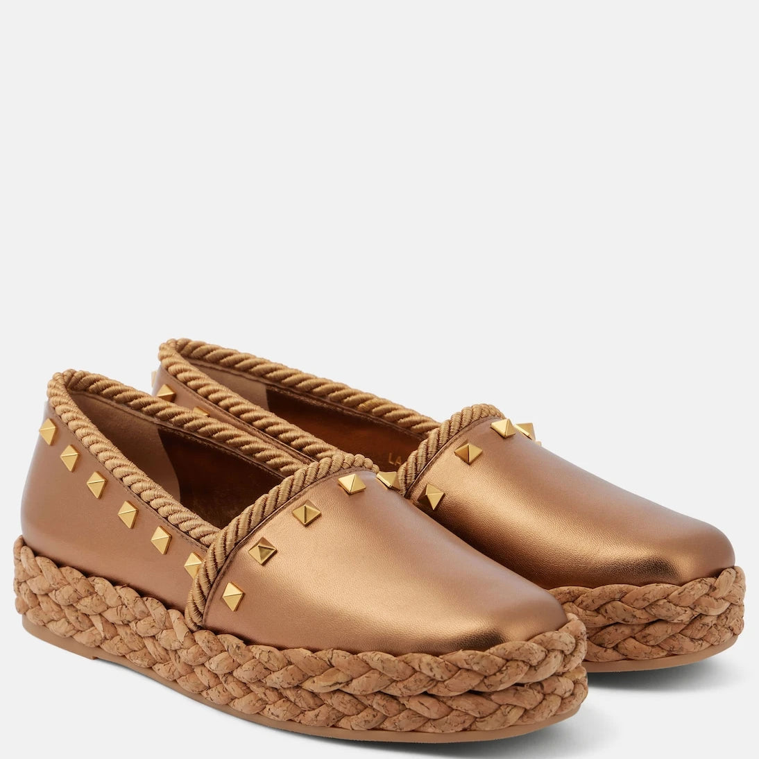 Valentino Garavani - Rockstud metallic leather espadrilles