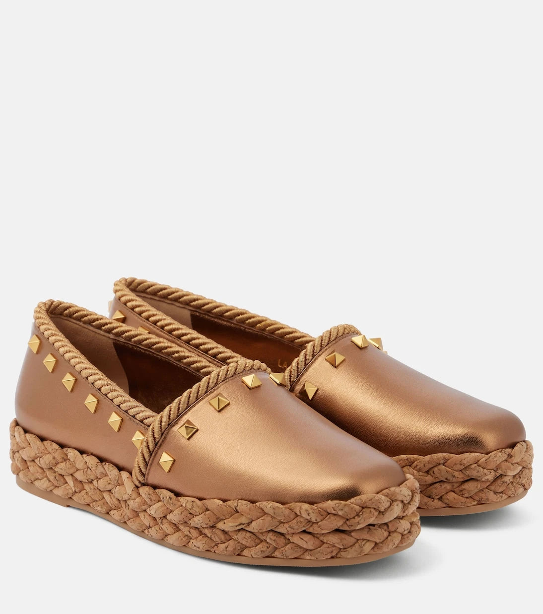 Valentino Garavani - Rockstud metallic leather espadrilles