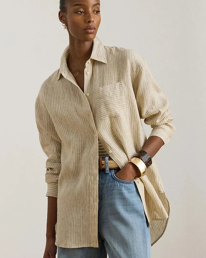 Lauren Ralph Lauren kadın pamuklu gömlek