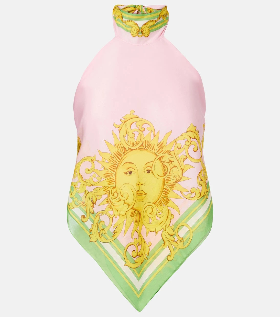 Versace - Printed cotton and silk voile top